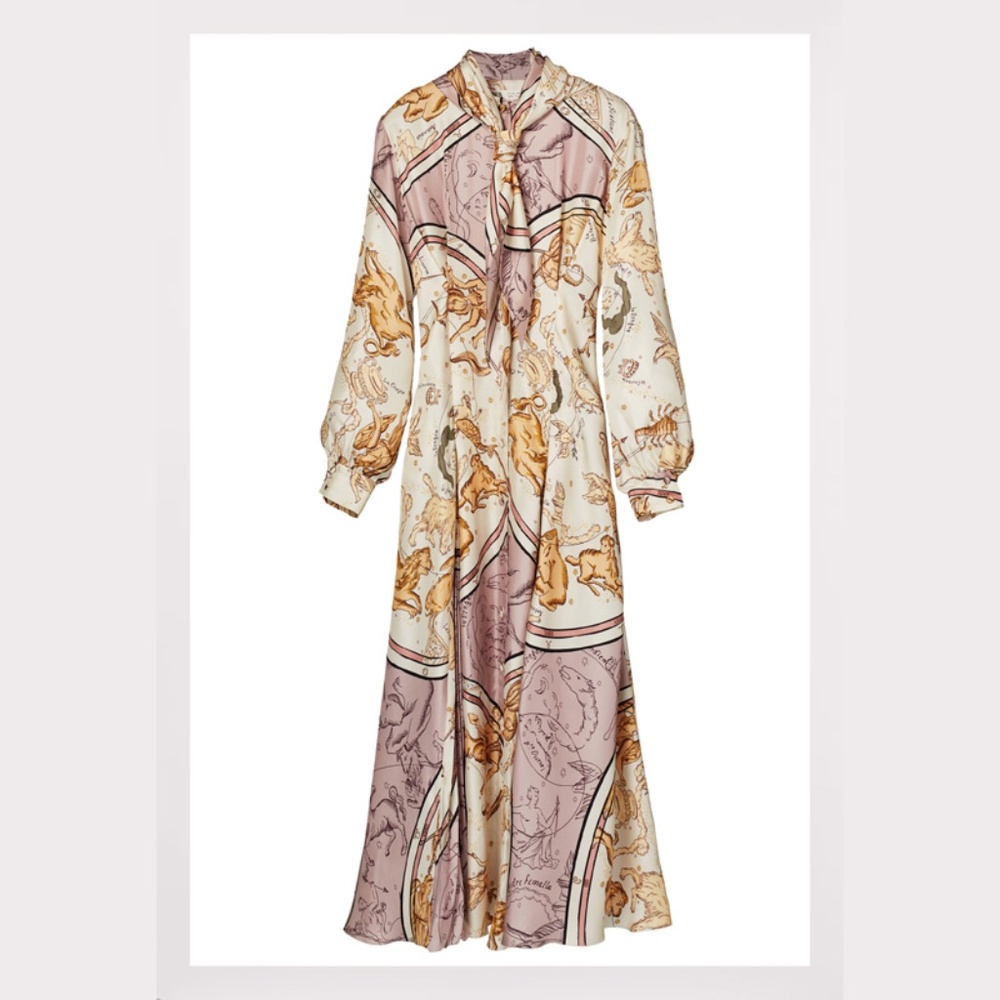 Zara Lavender Satin Zodiac Dress A/W 2019